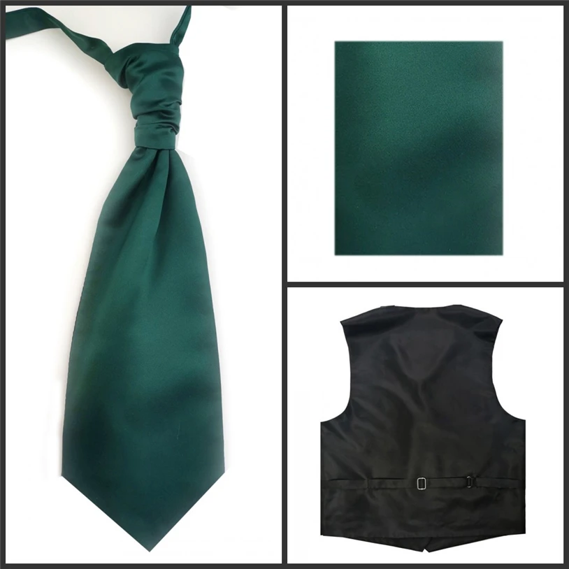 Однотонное зеленое короткое пальто в формальном стиле набор для свадьбы(жилет+ Аскот галстук+ платок