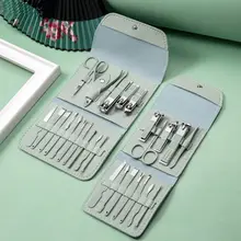 

12/16 Pcs/Set Nail Clippers Set Professional Nail Clipper Dead Skin Scissors Portable Stainless Steel Leather Bag Manicure Tool