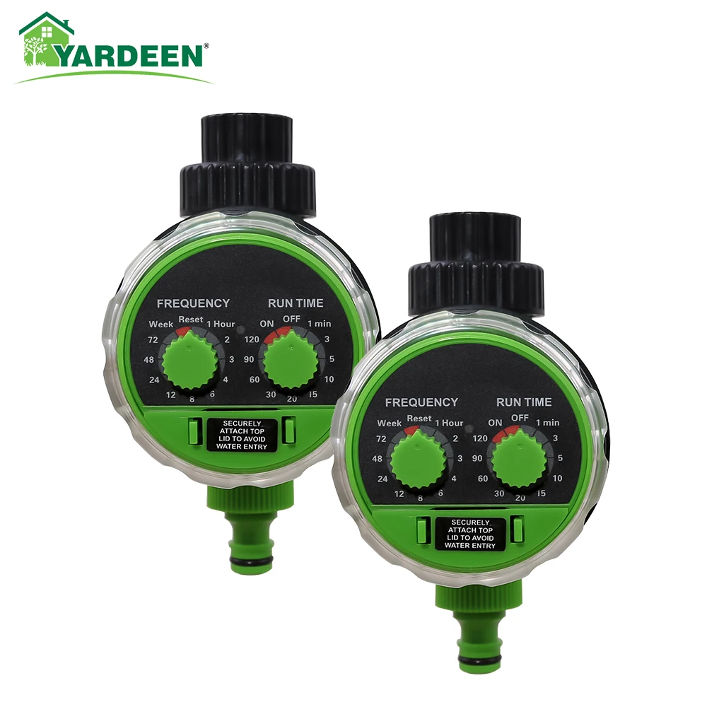 2PCS YARDEEN Ball valve Automatic Electronic Irrigation Controller System Water Timer for Garden Hose Color Green