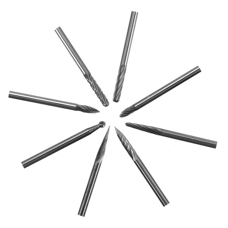 20Pcs Tungsten Steel Solid Carbide Burrs For Rotary Tools Bit Accessories Woodworking Milling Cutter Polishing
