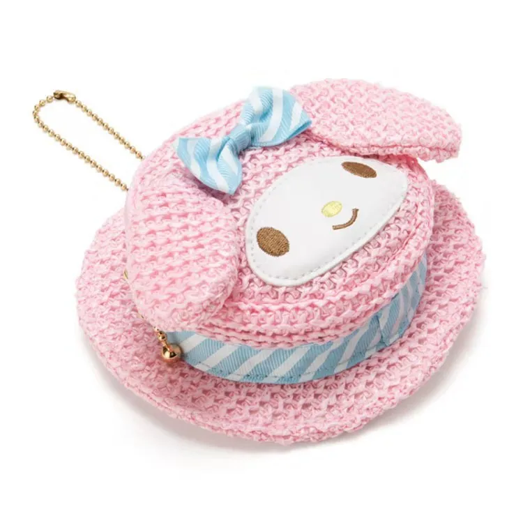 

Cute Cartoon Cinnamoroll My Melody Straw Hat Coin Purse Wallets Women Girls Cartoon Small Money Pouch Coin Bag Keychain Pendant