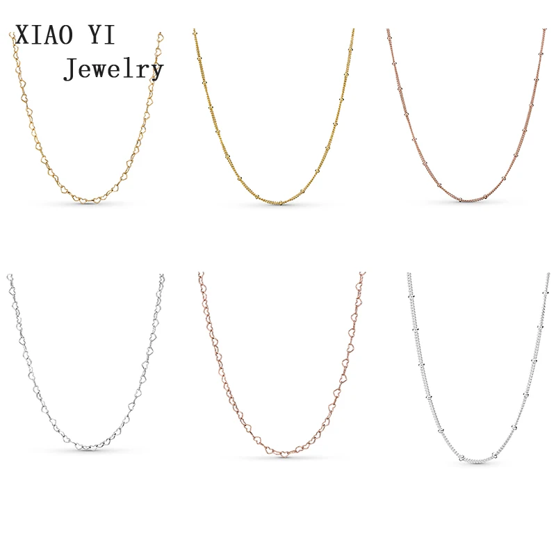 

XIAOYI 100% 925 sterling silver mother-son necklace gift fashion pendant collarbone chain suitable for matching charm beads