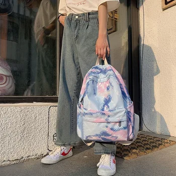 

Tie-dyed Canvas Women Backpack High Quality Schoolbags For Teenage Girls Travel Backpack College Student Book Bag Mochila