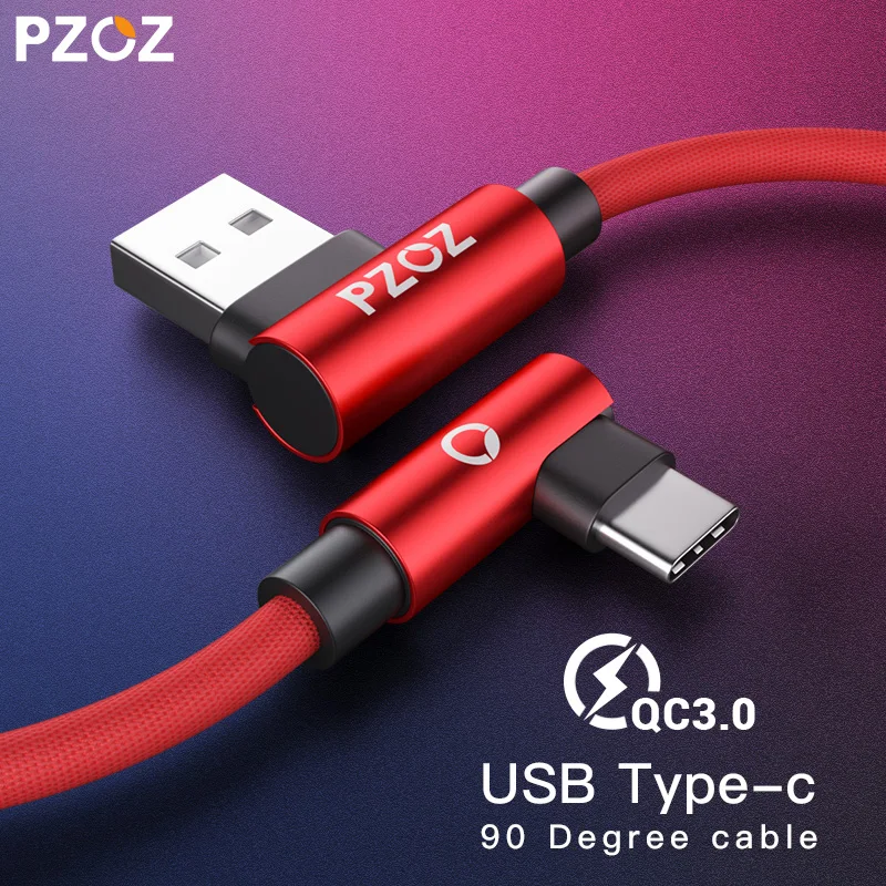 PZOZ usb type C 90 градусов быстрая зарядка usb c кабель type-c кабель для передачи данных зарядное устройство usb-c для samsung S9 s8 Note 9 huawei mate 20 Pro