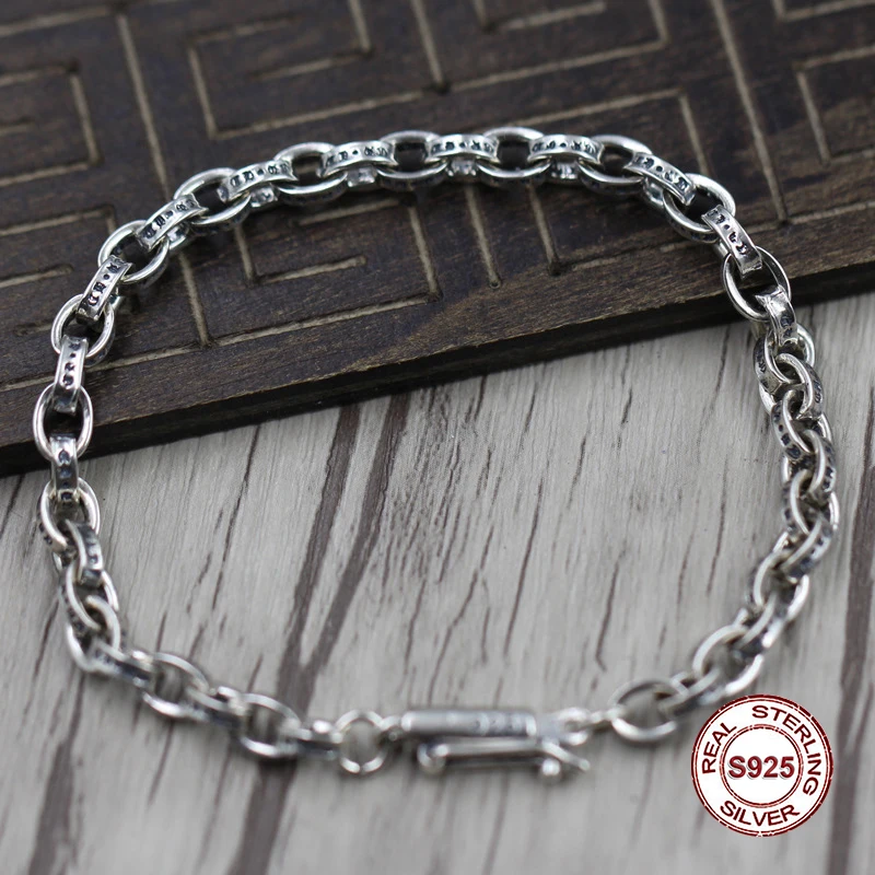 S925 мужской браслет из стерлингового серебра индивидуальный тренд буквенные формы в стиле панк ретро классический отправить подарок на любовь