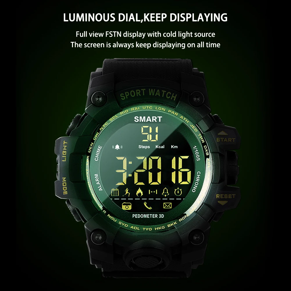 Waterproof Sports Smart Watch EX16S Camouflage Outdoor Bluetooth Remote Pedemeter Control Photo Long Standby Smartwatch