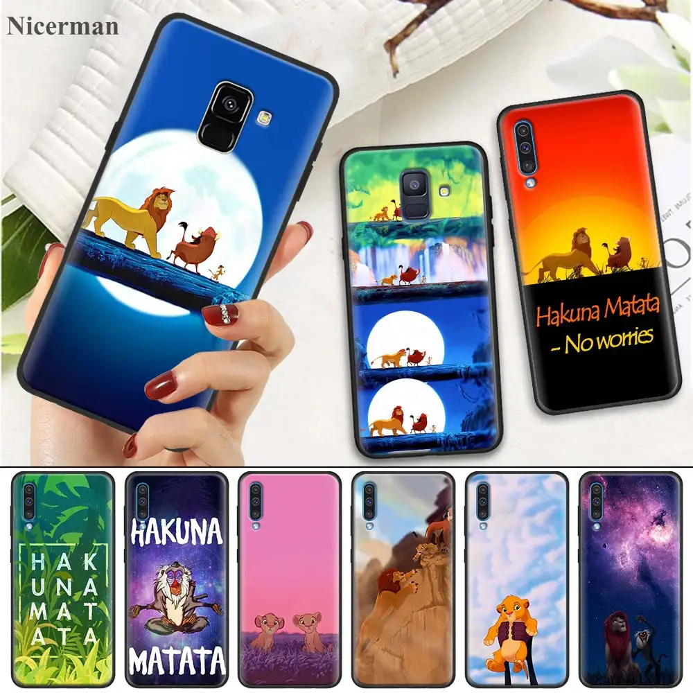 

Case for Samsung Galaxy A7 A9 2018 A10 A20 A30 A40 A50 A60 A70 A80 A20E A90 5G Note 10 M40 Hakuna Matata Lion King Back Shell