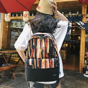 

Teen School Bags for Teenage Girls Backpack Women Bookbags Lightweight Oxford Black Graffiti Patchwork Student schoolbag Female