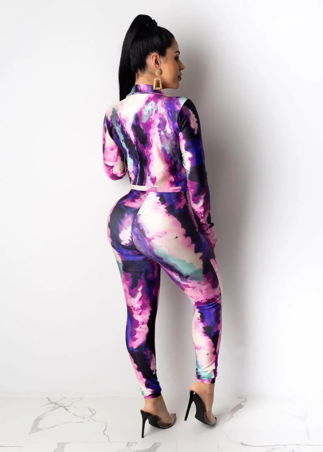 Популярный женский комбинезон с v-образным вырезом, комбинезон с принтом tie dye, женский комбинезон macacao feminino