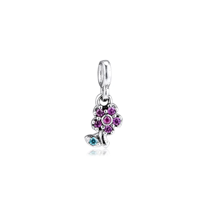 

My Pretty Flower Dangle Charms 925 Original Fit Pandora Me Bracelets Sterling Silver Crystal Charm Beads for Jewelry Making