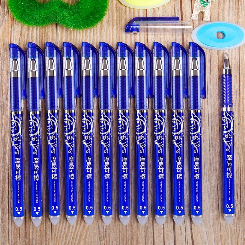 12pcs/box Luxury Erasable Pen Set 0.5mm Blue Black Ink Gel Pen For School Supplies Student Writing Exam Stationery Pens 20 pieces blue ink erasable gel ink pen refills fine point 0 5mm replacement gel pen refills for erasable pens office school writing stationery supplies