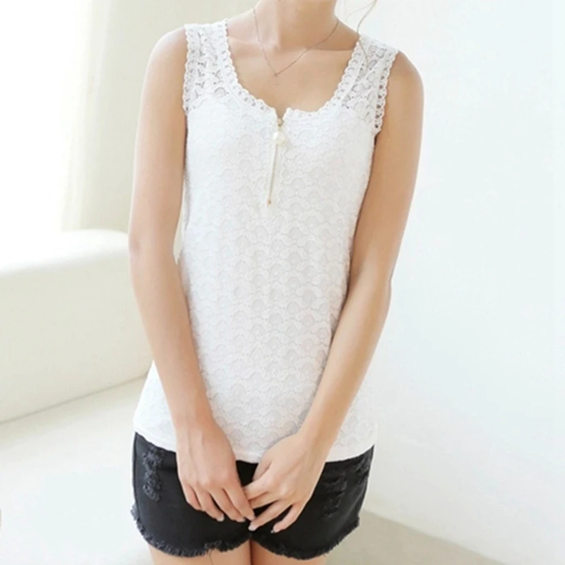 SFIT Blusas женственная женская блузка кружевная винтажная без рукавов белая Renda крючком Йога рубашки спортивные топы плюс размер 2XL 4XL