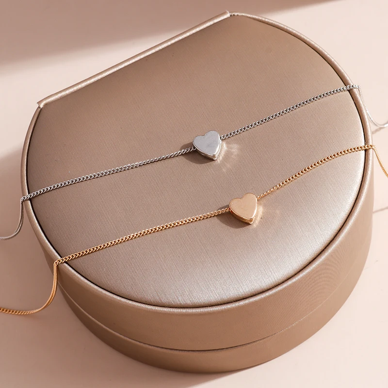 여성용 작은 하트 목걸이, 짧은 체인 하트 모양 펜던트 목걸이 선물, 보헤미안 초커 목걸이, 생일 선물