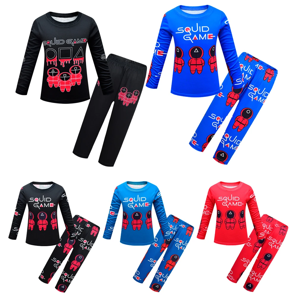 2021 Squid Game Kids Pajamas Boys Girls Clothes Sets Long Sleeve Pyjamas  Children Autumn Home Wear T shirt and Pants Sleepwear| | - AliExpress
