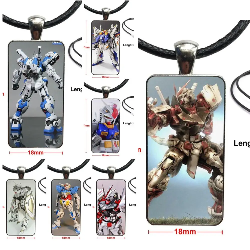 Anime Gundam Rx Illust Toy Space Art For Unisex Glass Cabochon Pendant Necklace Rectangle Fashion | Украшения и аксессуары