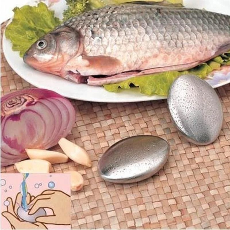 1pcs Stainless Steel Soap Kitchen Garlic Fish Odor Removing Deodorize Eliminating Odor Kitchen Tools