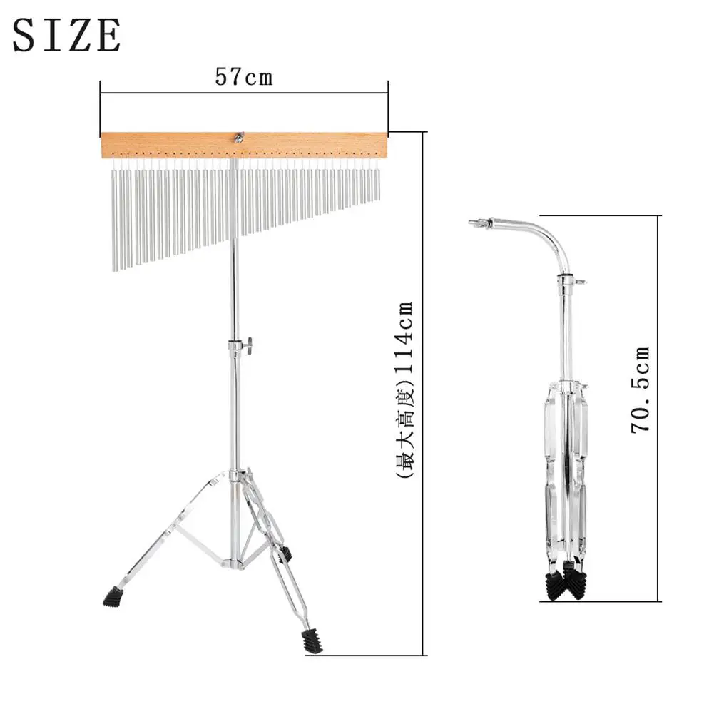 IRIN FL-36 36-Tone Bar Chimes Music Bell Single Row Wind Chime Musical Percussion Instrument with Tripod Stand and Strick