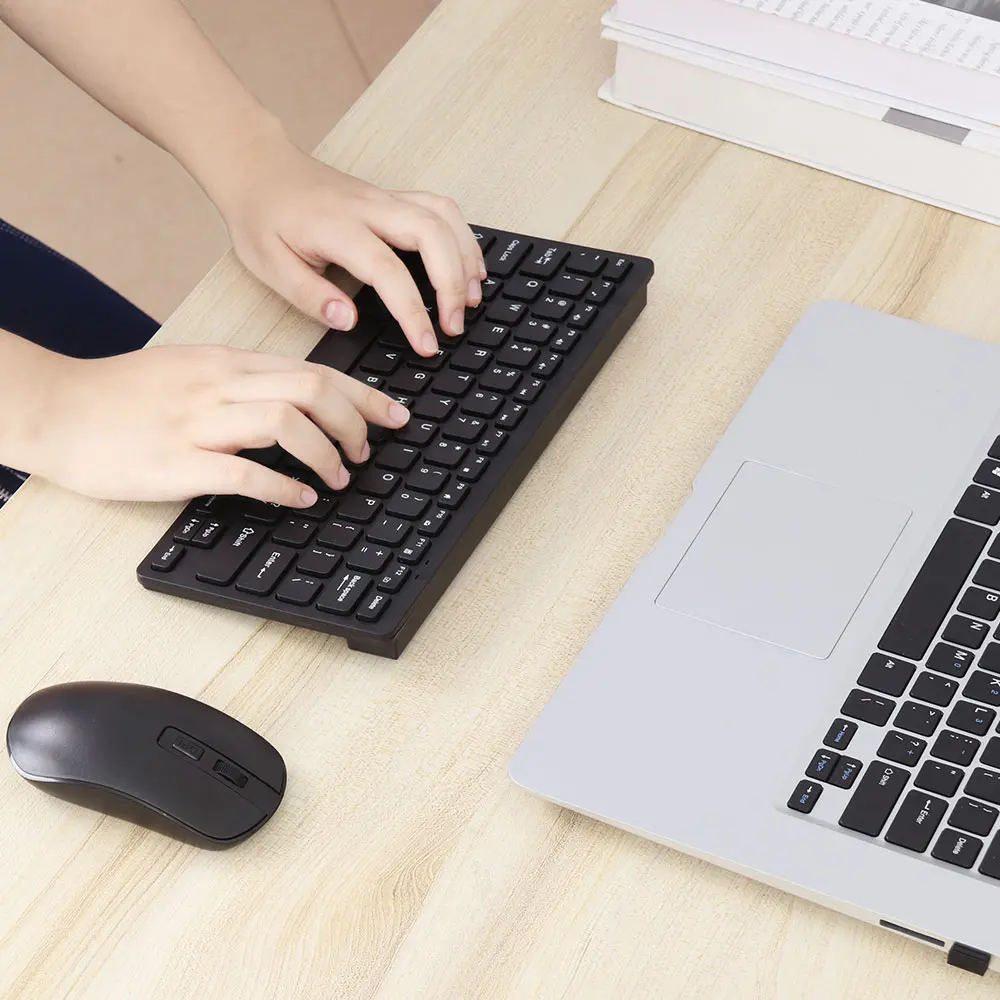 

Mini USB Wireless Keyboard Small Computer Slim Compact External Keyboard and mouse for Laptops Tablet 2.4Ghz 78 Keys Rechageable