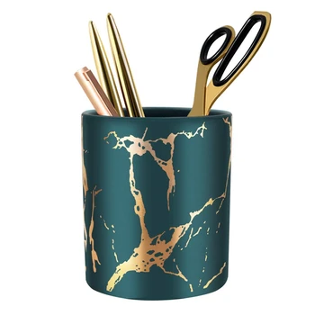

Pen Holder, Stand for Desk Marble Pattern Pencil Cup for Girls Kids Durable Ceramic Desk Organizer Makeup Brush Holder perfect G