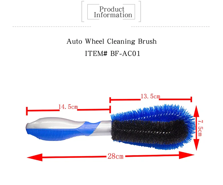 Car Wheel Cleaning Brush Tire Rim Scrub Brush with Anti-Slip Rubber Handle for Automobile and Motorcycle Wheel Tire Cleaner