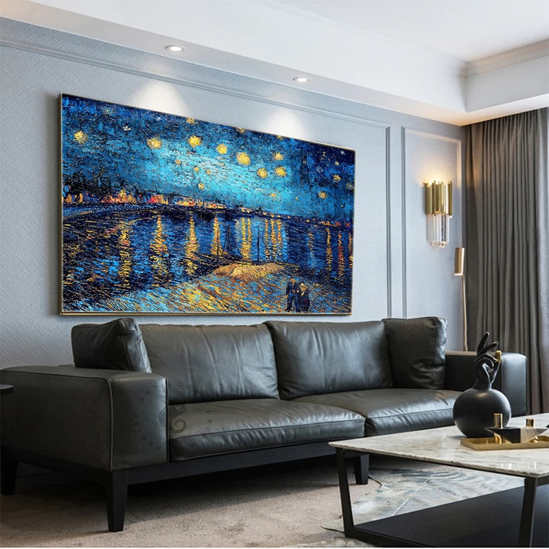 

Famous Van Gogh Starry Night Classic Landscape Oil Painting Reproductions on Canvas Poster Print Wall Picture for Living Room