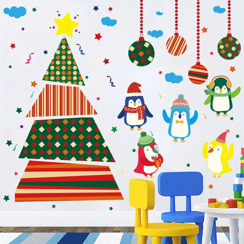 Christmas Decorations For Home New Year Living Room Glass Window Background Decorative Stickers