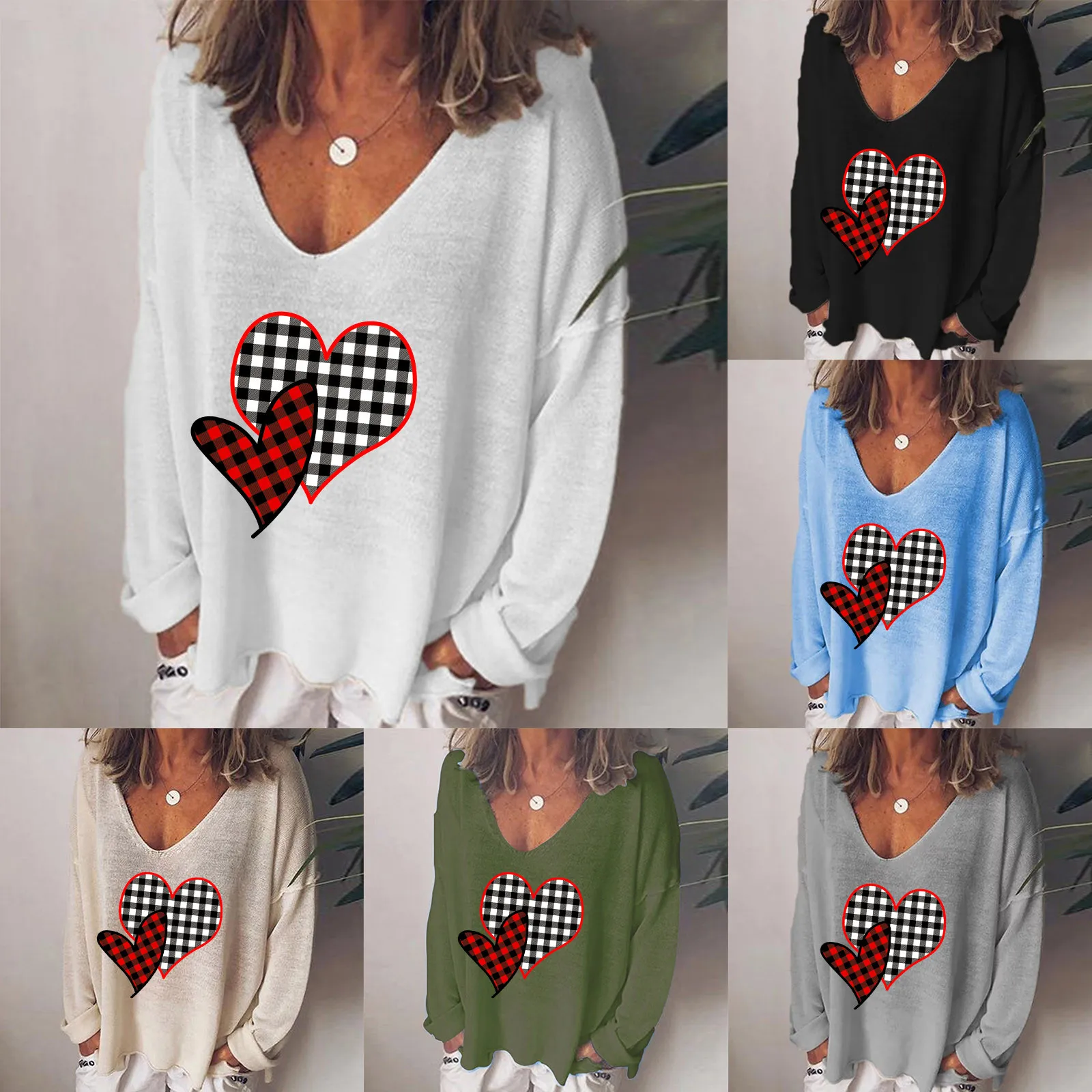 Fashion Blouse 2021 Women Fashion Casual Print V-Neck Loose Long Sleeve  Top Blouse Pullover blouses blusas mujer 1