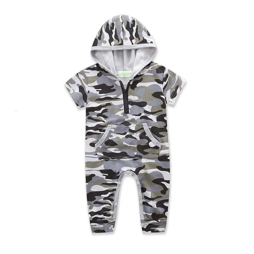 

2019 Camouflage New Born Baby Clothes Ropa Bebe Summer Short Sleeve Hooded Romper Cotton Baby Onesie 0-24M Jumpsuit Costume