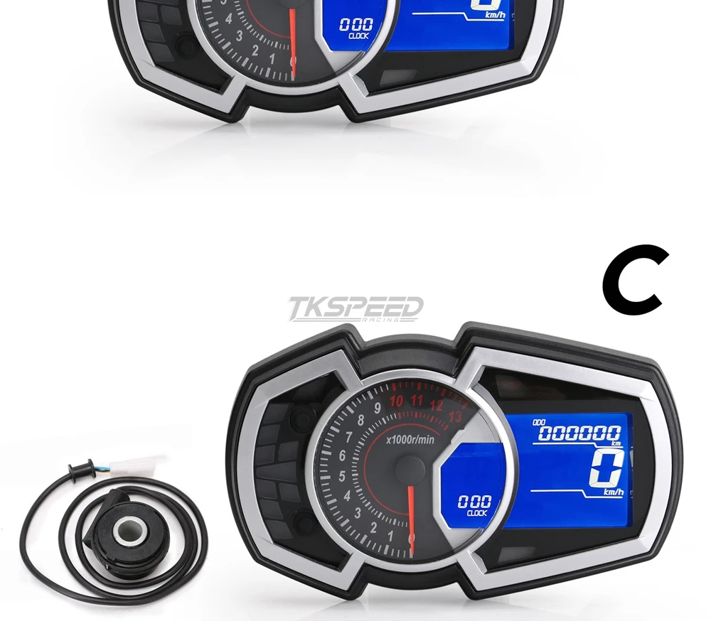 Одометр для мотоцикла, датчик скорости топлива 13000 об/мин, DIY Универсальный 1,2, 4 цилиндра, ЖК-дисплей, измеритель скорости мотоцикла 199 км/ч