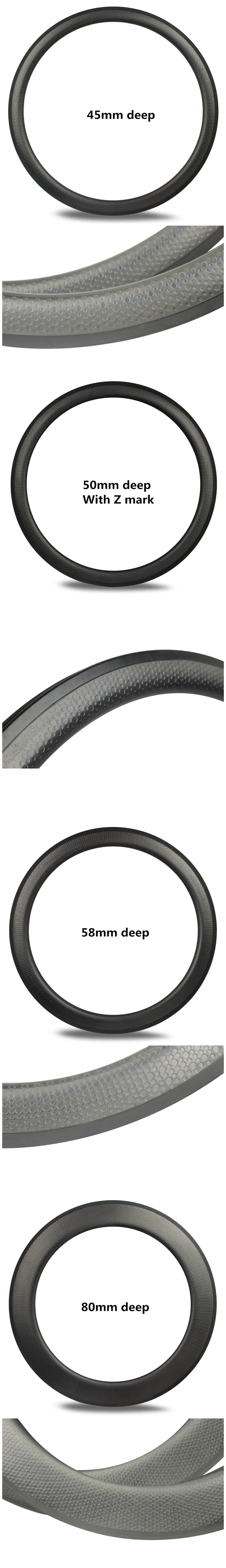 Высокая TG карбоновая ямочка диски 80 мм Глубина базальтовая тормозная поверхность Golf Surfce карбоновые диски для шоссейного велосипеда или TT велосипеда