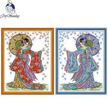 

Joy Sunday,Rain flower,cross stitch embroidery kit,Portrait pattern cross stitch kit,Needlework counted cross-stitch patterns