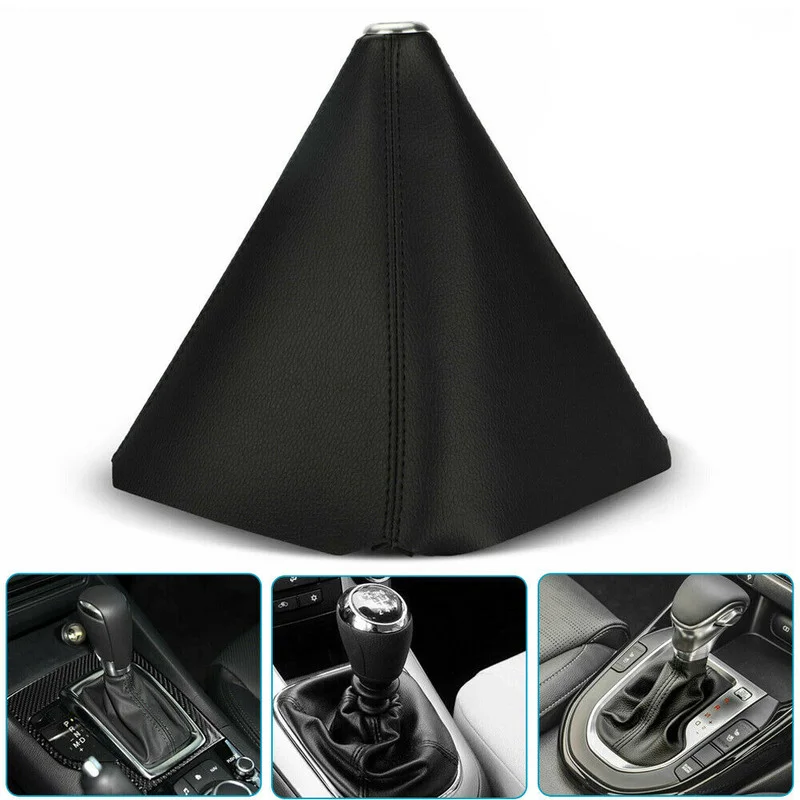 

Universal Creative DIY Car Tuning Shift Knob Shifter Boot Cover Black PVC Leather Gadget Interior Parts Decoration Accessories