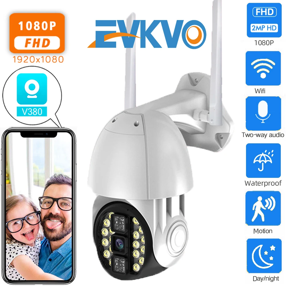 Уличная скоростная купольная IP камера EVKVO 1080P с Wi Fi 2 МП аудио PTZ беспроводная ии