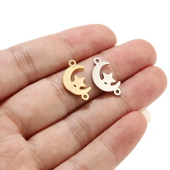 

5pcs Bracelet Charm Connectors Stainless Steel Curved Moon Star Links for Bracelet Making