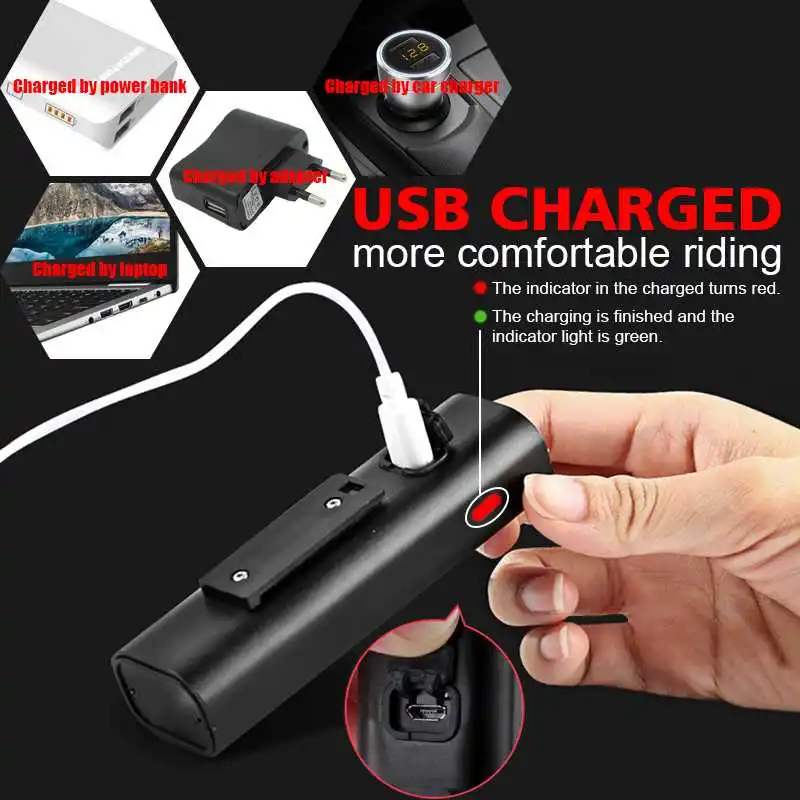 Outdoor Cycling Bicycle Front Light 400 Lumen Led 85 Degree Headlight USB Rechargeable Flashlight Waterproof Torch Headlamp