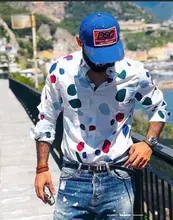 Men's long-sleeved shirt 2020 spring and summer new solid color printed long-sleeved shirt young fashion men's clothing