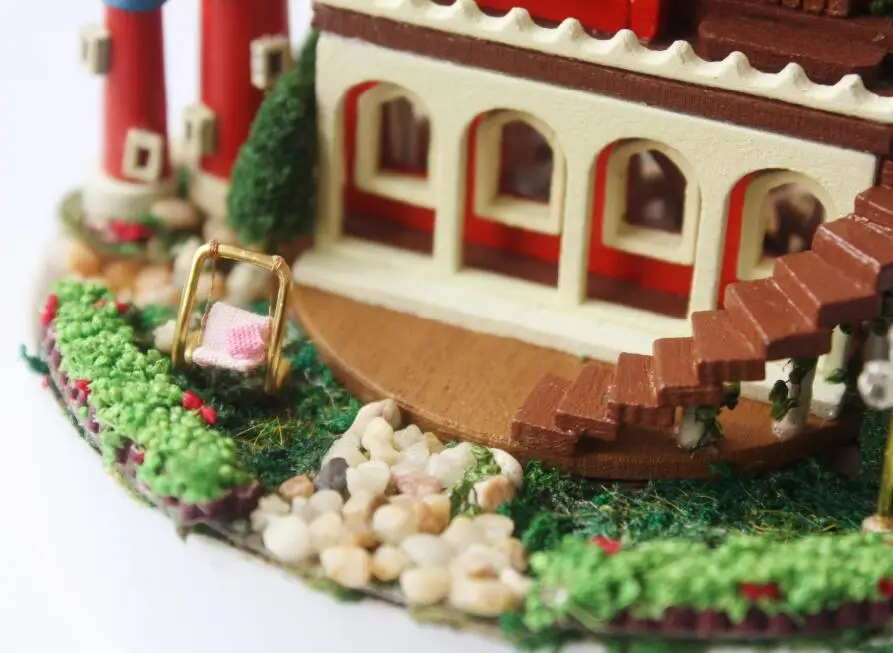 3D стеклянный Миниатюрный Кукольный домик деревянная игрушка Diy Кукольный дом с украшением мебели игрушки для детей замок Алисы