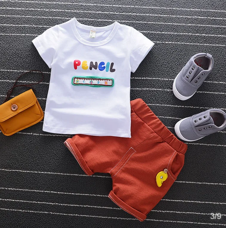 BibiCola/комплект летней одежды для маленьких мальчиков, комплект одежды для маленьких мальчиков, топ+ комбинезон комплект одежды из 2 предметов с принтом панды спортивный костюм