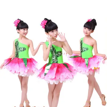 

New Children's Day Chinese Perform Costumes Kids Showcase Jasmine Dance Dresses Petal Clothing Stage Performance Clothing