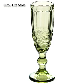 

Vintage Embossed Champagne Cup Goblet Creative Colorful Small Juice Cocktail Glass Cup Home Thickened Red Wine Glass Gift FJ046