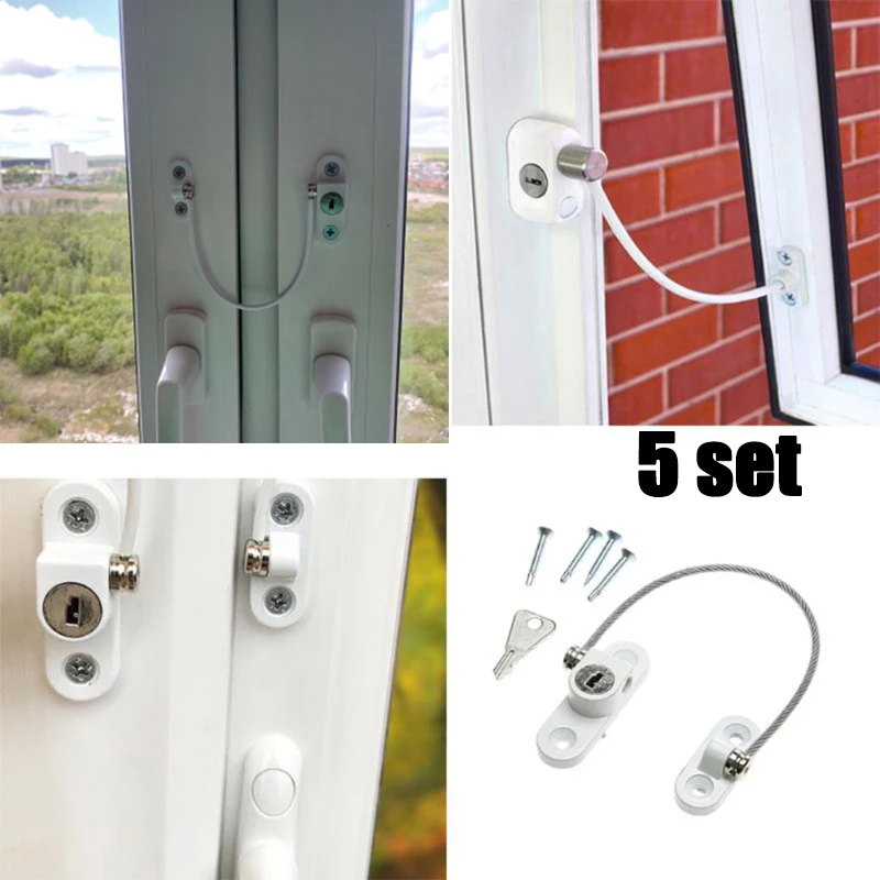 

COYCV 5pcs Child Window Restrictor Security Lock Kids Prevent Childern Falling Window Lock