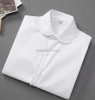 

Kids Shirts for Girls Summer White Blouses Child Birthday Shirts School Performance Uniform 4-16 Years Party Blouses