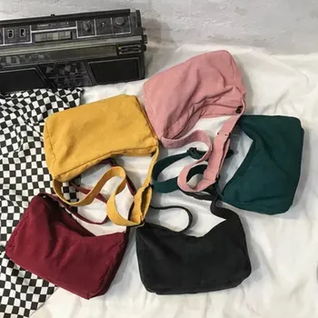 

New Style Korean Version Casual Tote Soft Vintage Corduroy Women Bags Travel Party Handbag High Capacity Shoulder Bags Classic