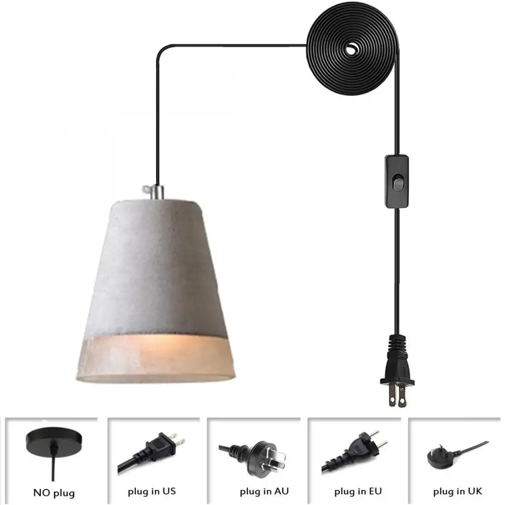 

Industrial Style Cement and Resin Drop Pendant Light Ceiling Lamp for Restaurant Coffee Shop Hanging Plug In Ceiling Lamp