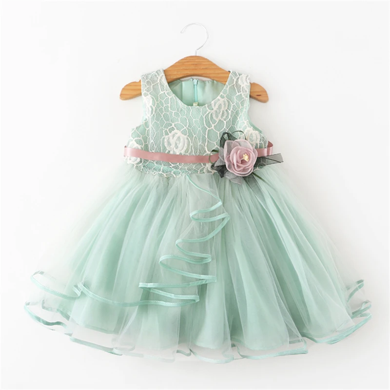 Платье с цветочной аппликацией для девочек; Детские платья для девочек на день рождения; детское праздничное платье принцессы; платье для крещения для маленьких девочек