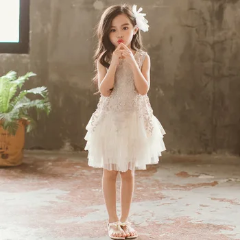 

4-9 years old children's clothing new summer performance dance children's princess dress stitching lace flower girl baby dress