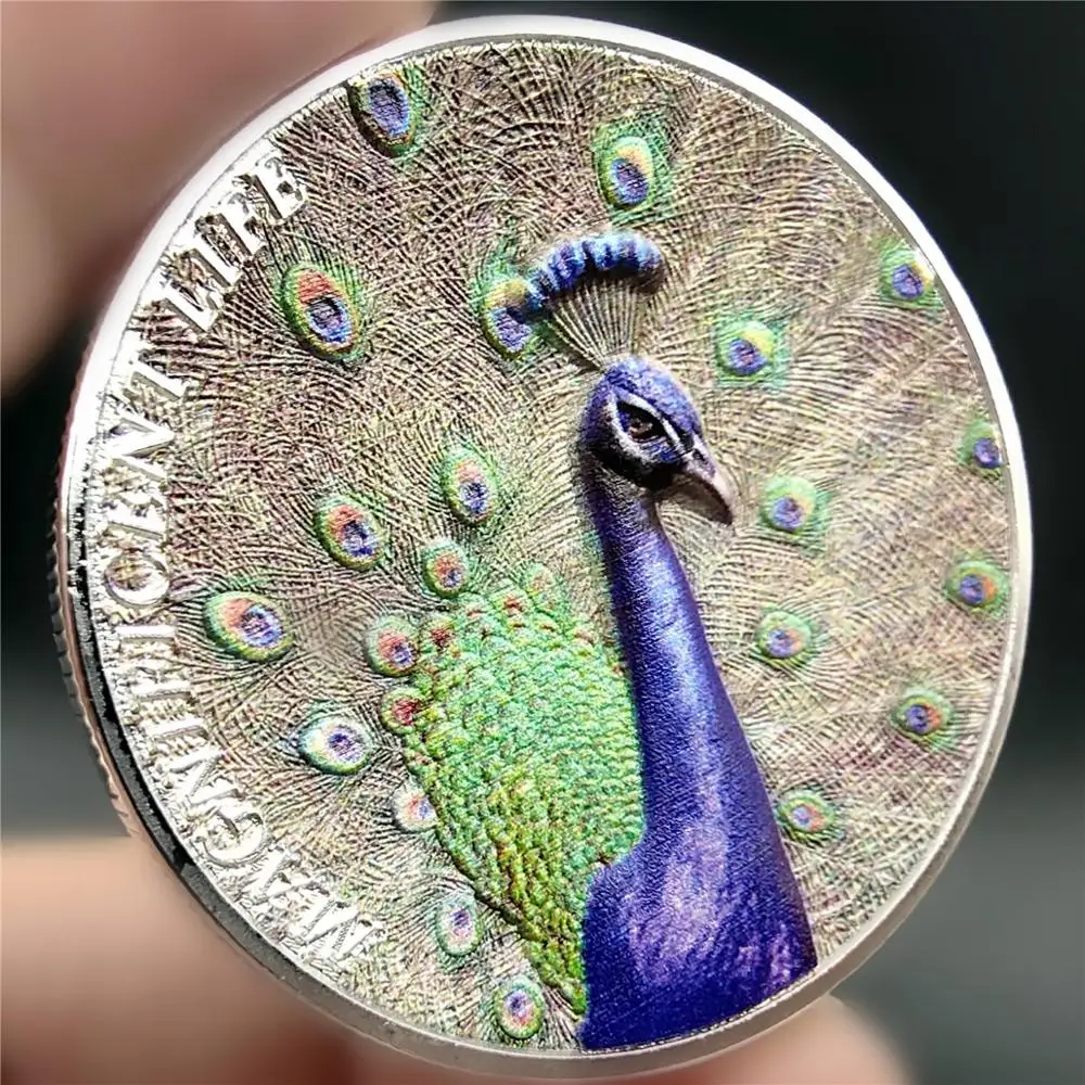 Коллекционные монеты павлина рельефа серебряные монеты с животными 40 мм