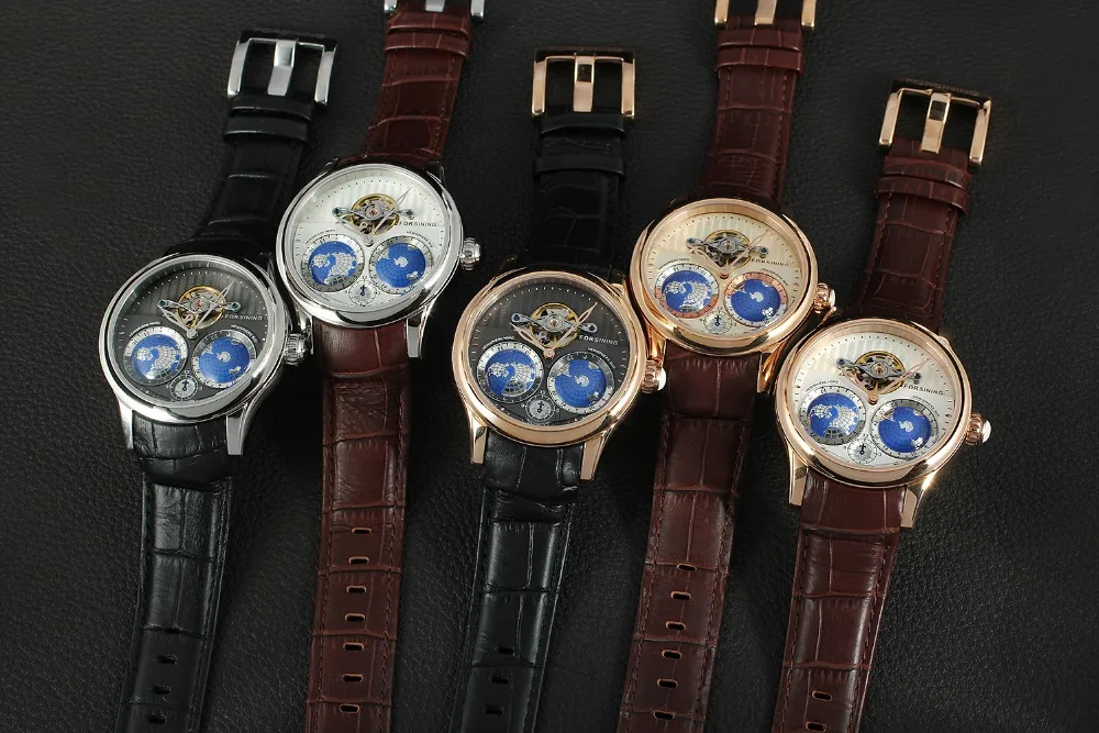 Forsining Earth Real Tourbillion многомерные Дизайнерские мужские часы Топ бренд Роскошные модные повседневные автоматические часы