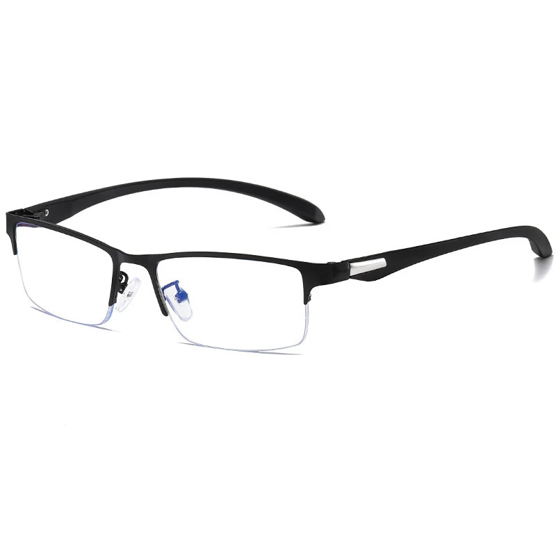 Zilead Сверхлегкий сплав анти голубой свет очки рамки для мужчин бизнес половина рамки Оптические сеточки компьютерные очки - Цвет оправы: black