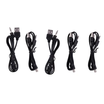

USB 2.0 to Mini B Male 3.5mm Jack Plug o Data Cable 50cm/20" 5 Pcs Black